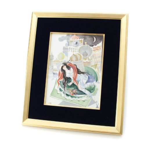 マイセン アラビアンナイト 千夜一夜物語 額装 陶板 プラーク 骨董品 9M229 マルチカラー