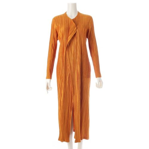 プリーツプリーズ イッセイミヤケ レイヤードデザイン ロング カーディガン コート PP11-JA109 オレンジ 3