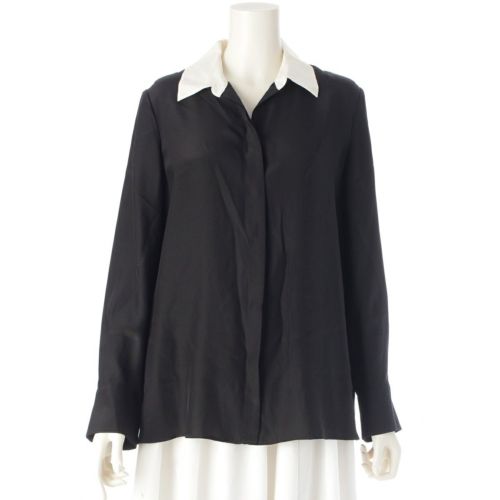 フォクシー 20年 シルク 袖刺繍 ブラウス トップス 40846 ブラック×ホワイト 40