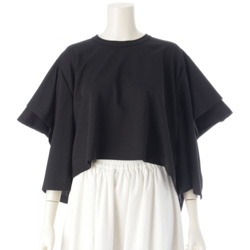 コムデギャルソン AD2023 クロップド ワイド 変形 カットソー GL-T016 ブラック XS
