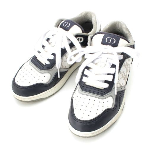 ディオール オブリークB27 レザー ローカット スニーカー シューズ ネイビー ホワイト 38