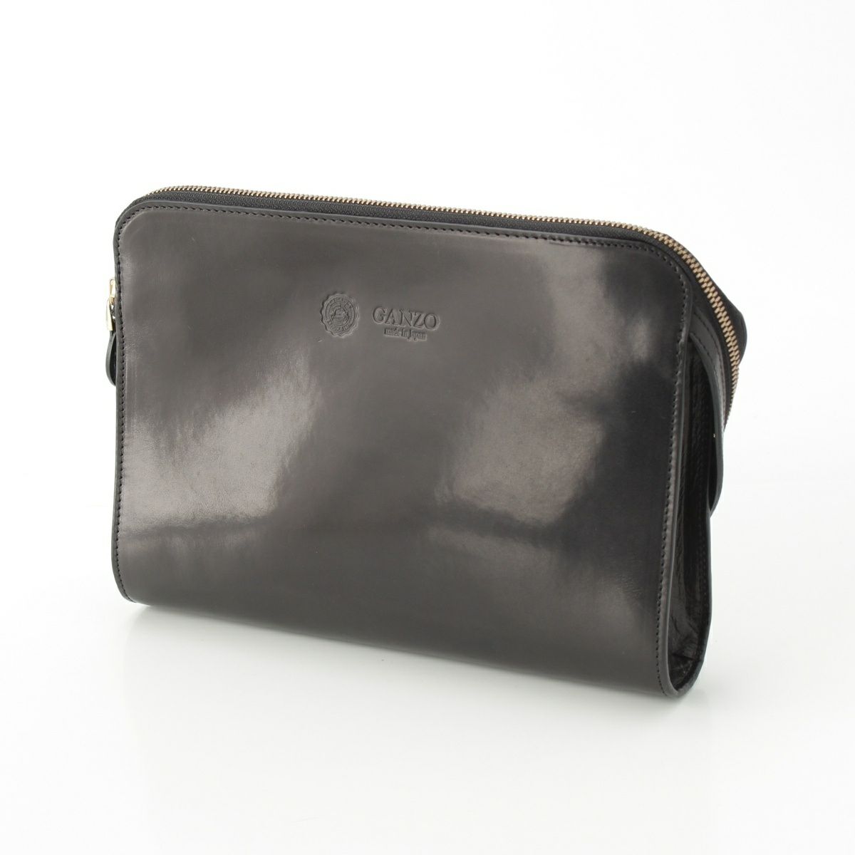 ガンゾ GUD レザー ロゴ刻印 セカンド クラッチバッグ ブラック | 中古