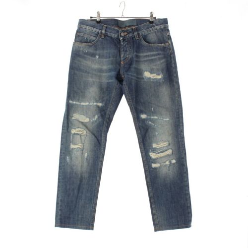 ドルチェアンドガッバーナ クラッシュ ダメージ加工 デニムパンツ ボトムス G6LBLD インディゴ ブルー 48
