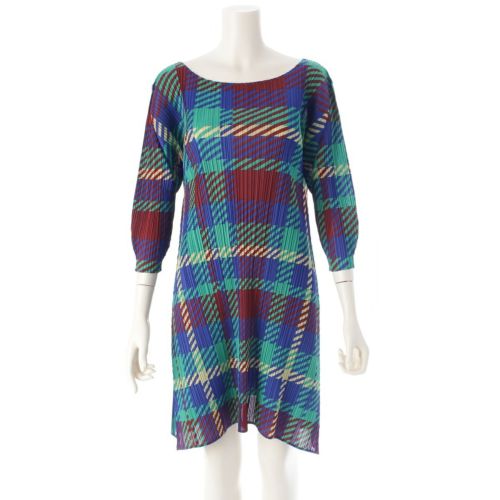 プリーツプリーズ イッセイミヤケ チェック柄 ワンピース PP43-JH685 マルチカラー 2