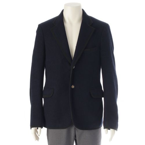 グッチ コットン ノッチドラペル 2B センターベント テーラードジャケット アウター 456337 ネイビー 48