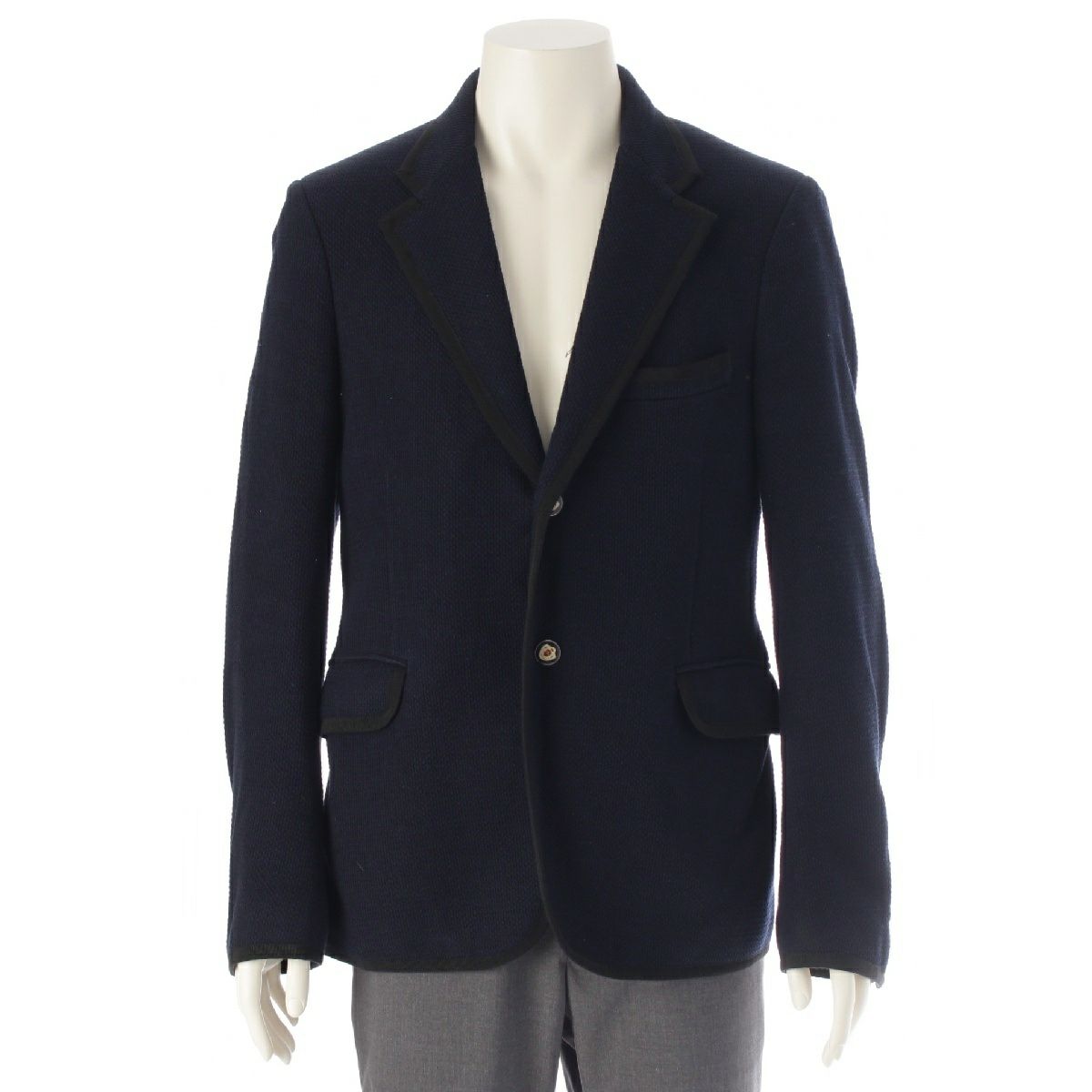 グッチ コットン ノッチドラペル 2B センターベント テーラードジャケット アウター 456337 ネイビー 48