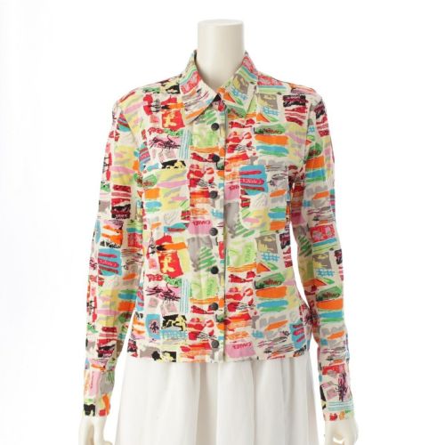 シャネル C97 シルク ココボタン ロゴグラフィック 長袖シャツ ブラウス トップス PO8640 マルチカラー 42