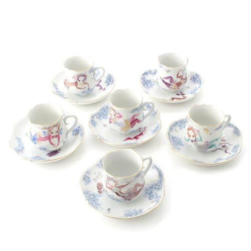 マイセン 陶器 ミッドサマーナイトドリーム 真夏の夜の夢 6客セット 食器 コーヒー カップ＆ソーサ― ホワイト マルチカラー