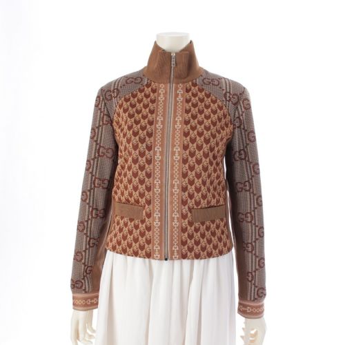 グッチ 24AW コットン GGジャガード ジップアップジャケット ジャージ ブルゾン トップス 767025 ブラウン XS