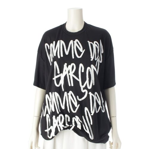 コムデギャルソン AD2021 22SS ワイヤー 変型 ロゴプリント 半袖 カットソー トップス GI-T012 ブラック ホワイト XS