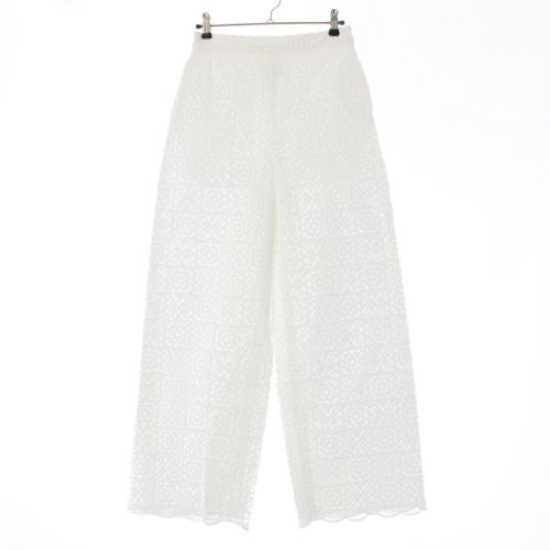 ドゥロワー 23SS コットン エンブロ レースドロストパンツ 刺繍 ワイドスラックス パンツ 6514-299-1320 ホワイト 34