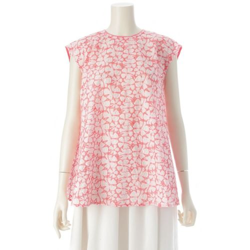 ドゥロワー コットン フラワー エンブロイダリー レース 刺繍 ノースリーブ ブラウス トップス 6521-299-0987 ホワイト ピンク 36