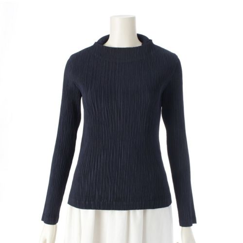 イッセイミヤケ ラウンドネック プリーツ カットソー 長袖 IM51FJ474 ネイビー 2