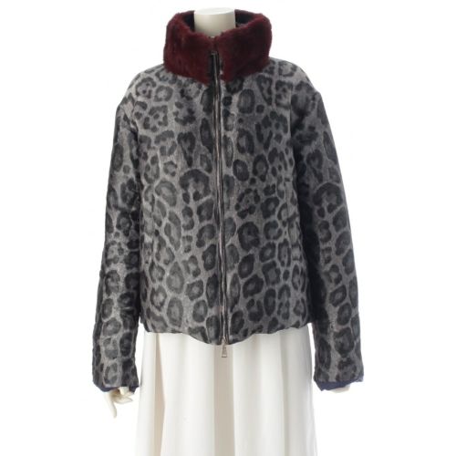 モンクレール GIUTURNA ミンクファー レオパード ダウンジャケット アウター グレー 0