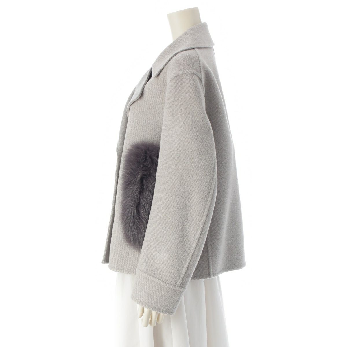 ドゥロワー 24年 ウール×シルク WINTER1 フォックスファー ポケット