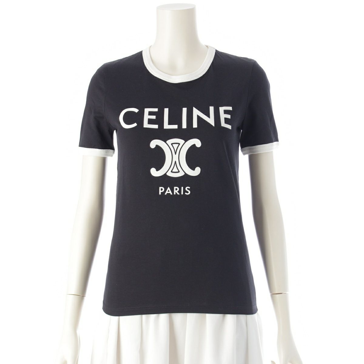 セリーヌ コットン ロゴ トリオンフ プリント クラシック 半袖Tシャツ
