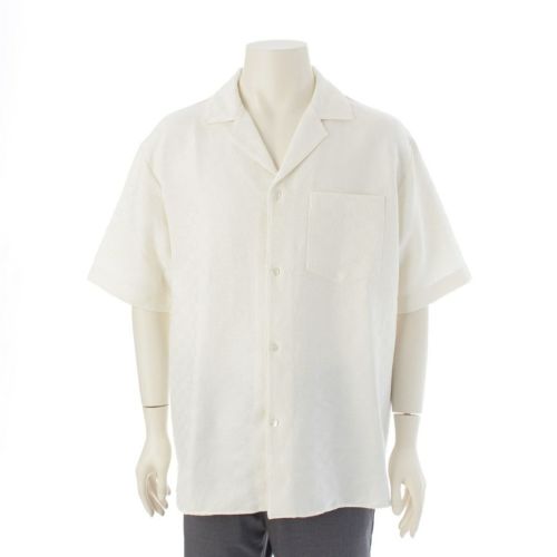 グッチ リネンブレンド GGキャンバス オープンカラー 半袖シャツ トップス 814694 ホワイト 50