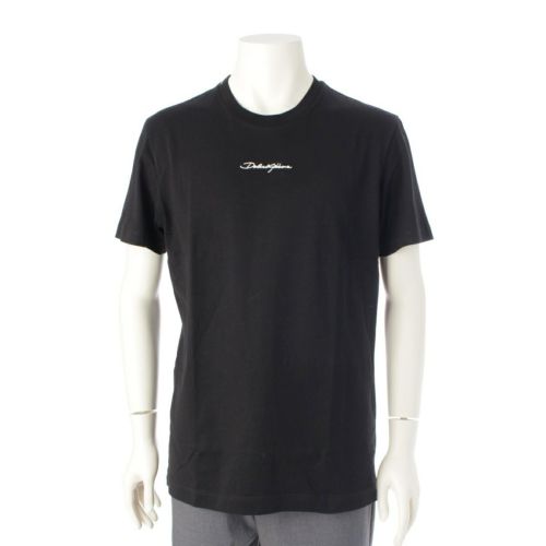 ドルチェアンドガッバーナ コットン ロゴ刺繍 ロゴパッチ 半袖Ｔシャツ トップス ブラック 50