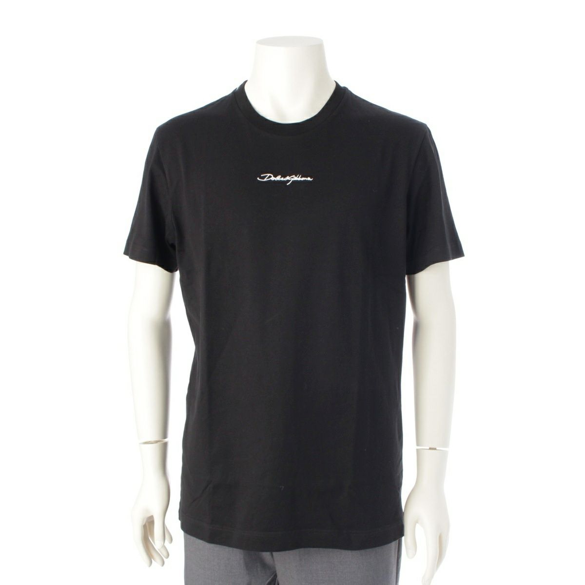 ドルチェアンドガッバーナ コットン ロゴ刺繍 ロゴパッチ 半袖Ｔシャツ トップス ブラック 50