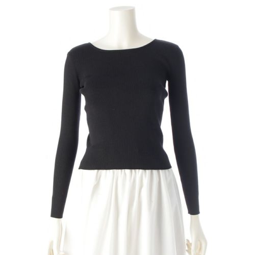 セリーヌ 24SS トリオンフ シルク コットン オープンバックハート トップス セーター 2AI9A898T ブラック XS