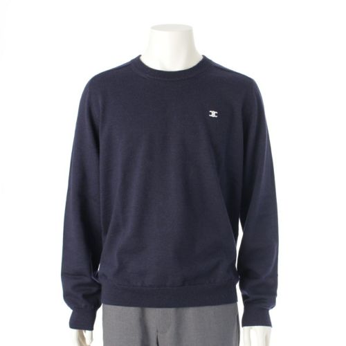 セリーヌ 2023 ウール トリオンフ クールネック ニット セーター トップス 1AH80322U ネイビー XL