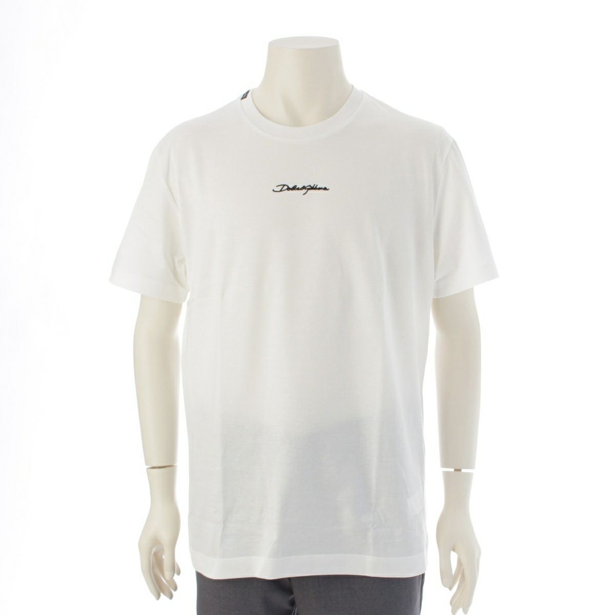 ドルチェアンドガッバーナ コットン ロゴ刺繍 ロゴパッチ 半袖Ｔシャツ トップス ホワイト 50