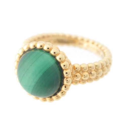 ヴァンクリーフ＆アーペル Au750 ペルレ クルール マカライト リング 指輪 ジュエリー VCARP4DP46 ゴールド グリーン 46 8.3g