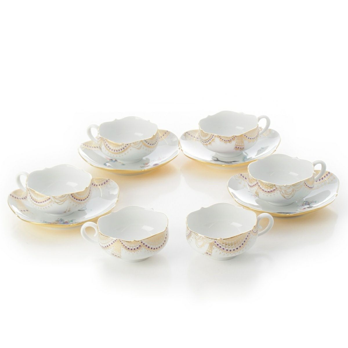 マイセン 陶器 アラビアンナイト ティー カップ＆ソーサー カップ2点 4客セット 食器 680710/23633 ホワイト