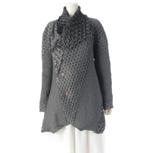 イッセイミヤケ 2017年 3D スチームストレッチプリーツ 万華鏡 変形 テーラードジャケット IM71FD035 グレー 2