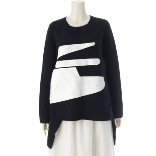 コムデギャルソン AD2022 ウール ニット アシンメトリー セーター トップス GJ-N011 ブラック M