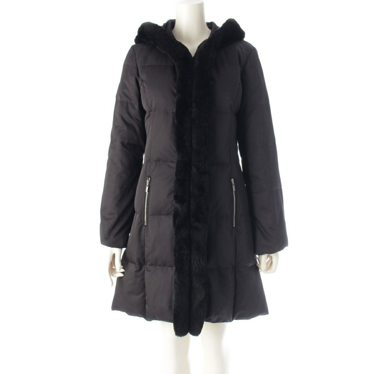 【瑞風】フォクシー FOXEY ロングコート フレア シルク ビジュー 黒 FOXEY ロングコート 黒 フレア袖 ビジュー付き 瑞風】フォクシー FOXEY