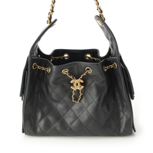 シャネル レザー キャビアスキン スモール ハンドバッグ チェーン ショルダーバッグ AS5293 ブラック