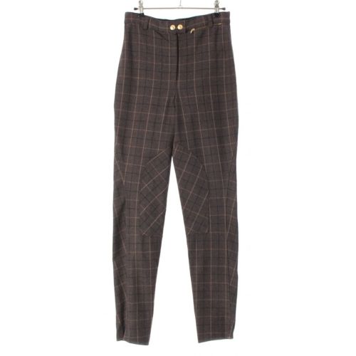 グッチ 1994年 ウール トムフォード期 金ボタン チェック柄 デザイン パンツ ボトムス ブラウン 42