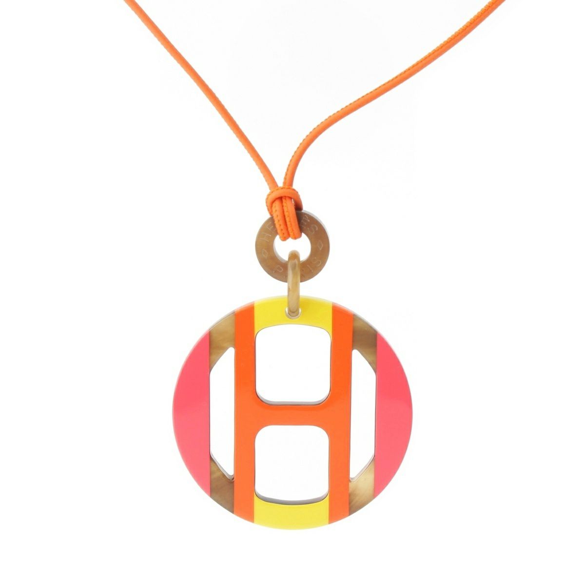 エルメス バッファローホーン Hエキップ ネックレス アクセサリー オレンジ