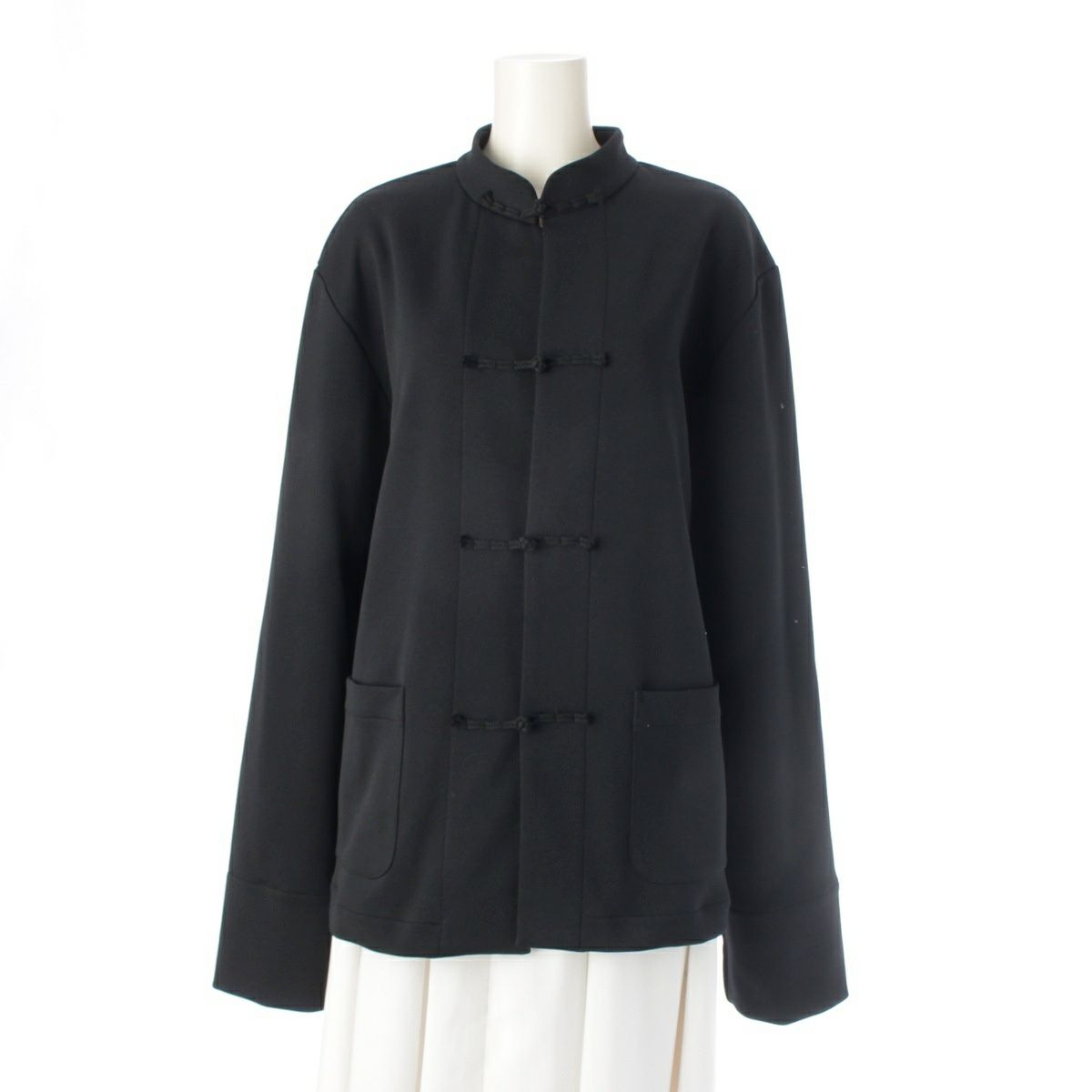 コムデギャルソン CDG AD2022 ポリエステル ロゴプリント チャイナ ジャケット ジャージー トップス ブルゾン SZ-J021 ブラック XXL