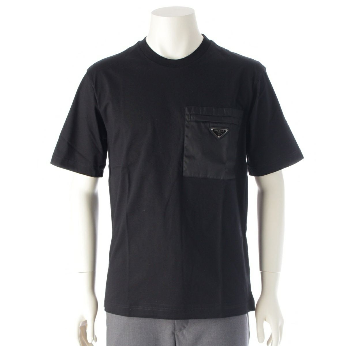 プラダ 24年 コットン RE-NYLON トライアングルロゴ 半袖Ｔシャツ トップス UJN661 ブラック M