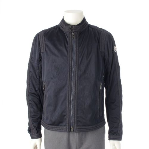 モンクレール LEMAN サイドワッペン ライダースジャケット ブルゾン アウター ネイビー 2