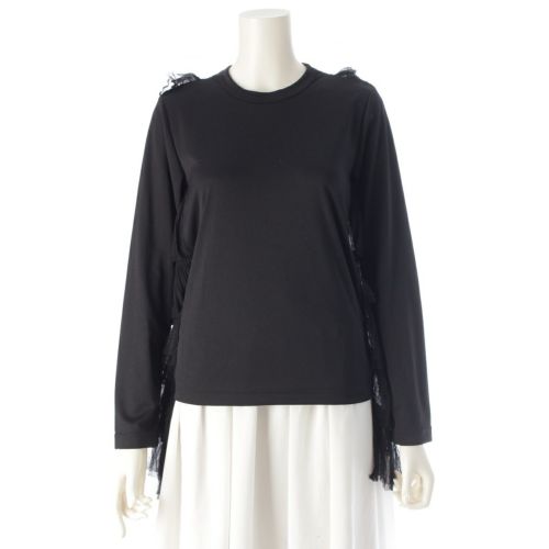 コムデギャルソン AD2021 21AW ナイロン バックレイヤード ディアードチュール 長袖 カットソー トップス GH-T005 ブラック XS