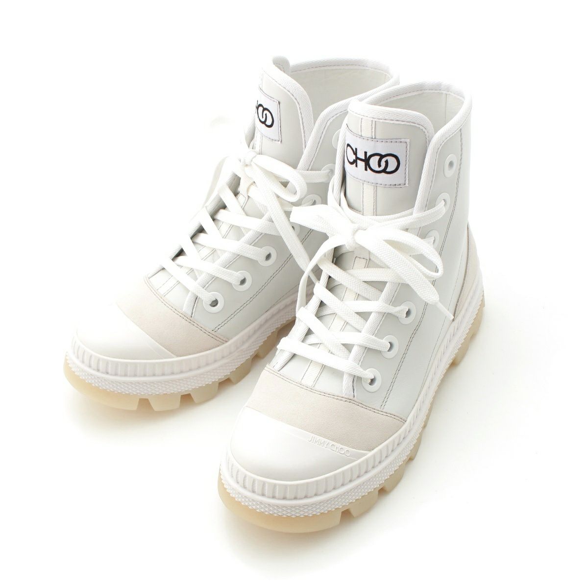 ジミーチュウ NORD/M レザー ロゴ ハイカット スニーカー シューズ ホワイト 39