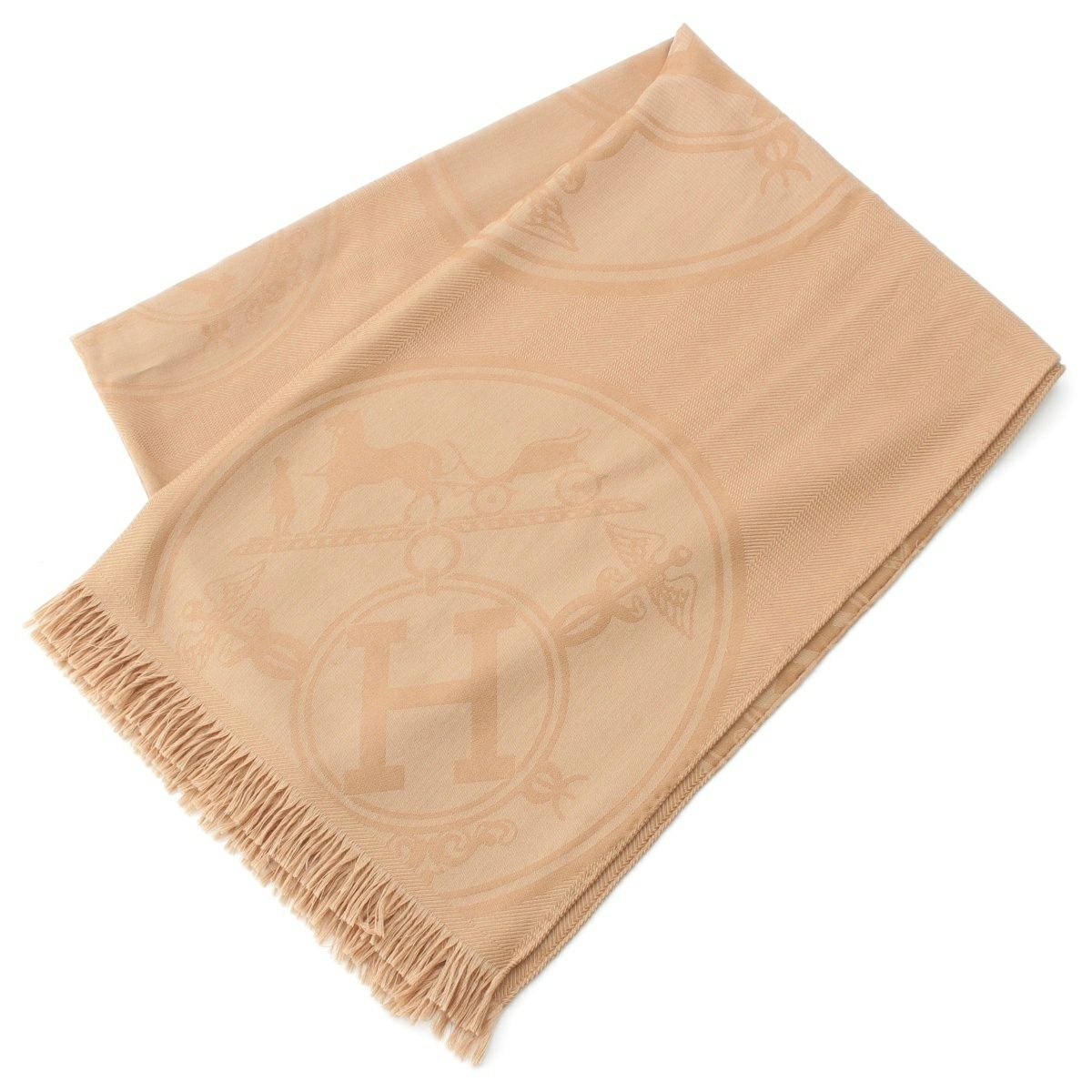 エルメス カシミヤ シルク ニューリブリス ストール ブラウン | 中古