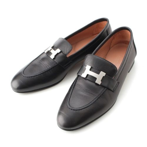 エルメス レザー パリ コンスタス ローファー シューズ ブラック 37