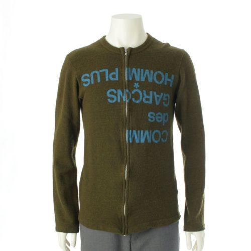 コムデギャルソンオムプリュス 99AW ロゴ ジップアップ ニット PT040440 カーキ