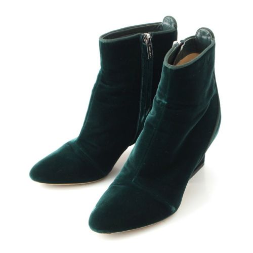 ジミーチュウ ベロア アンクルブーツ ブーツ グリーン 37