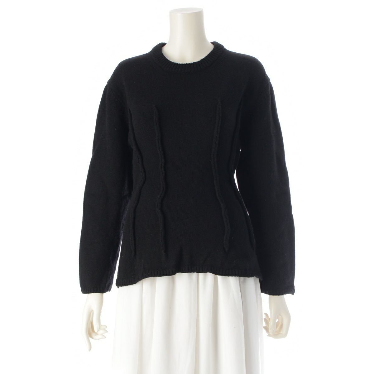 コムデギャルソン AD2022 22AW ウール アウトシーム ニット トップス GJ-N503 ブラック XS