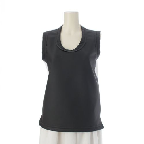 コムデギャルソン AD2024 フェイクレザー ドッキング ベスト プルオーバー トップス GN-T012 ブラック ホワイト XS