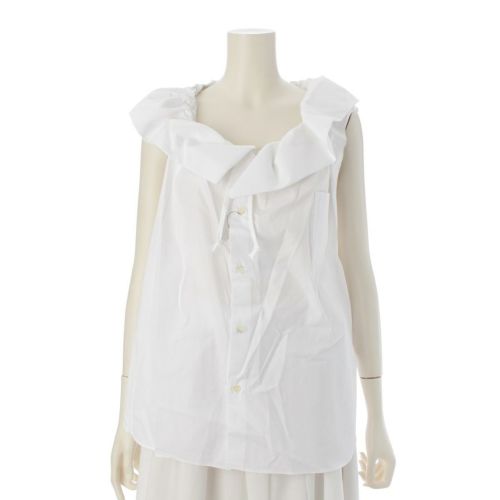 コムデギャルソン AD2022 コットン 衿 デザイン ノースリーブ ブラウス トップス RK-B015 ホワイト XS