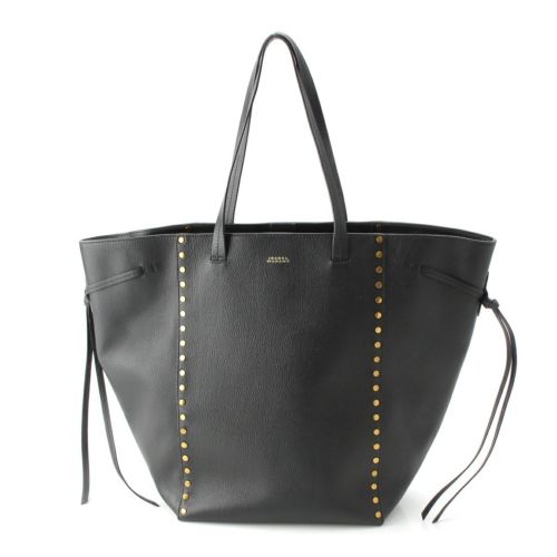 イザベルマラン オスカン レザー スタッズ トート ハンドバッグ ロゴ箔 ブラック