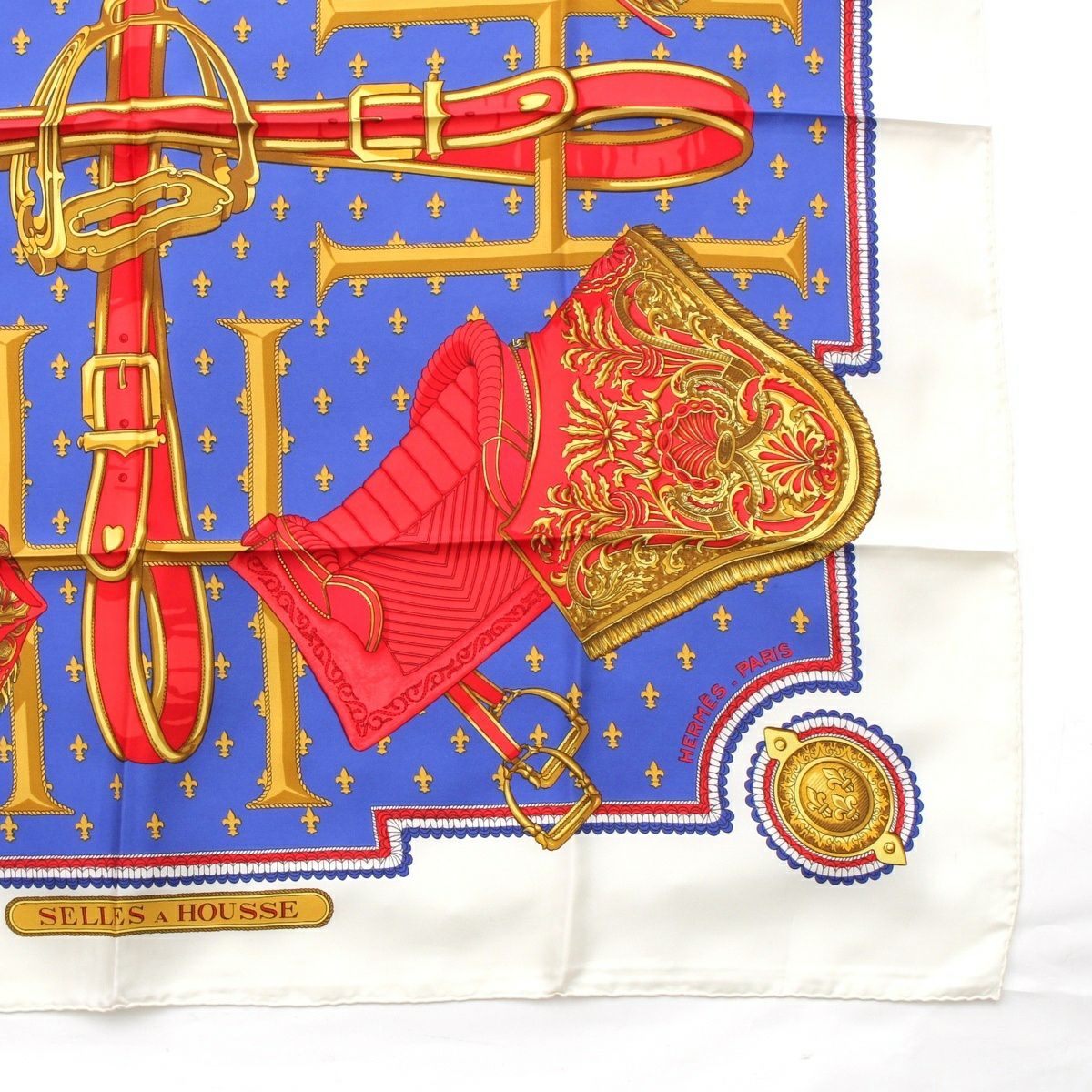 エルメス カレ90 SELLES A HOUSSE カバーへの腰かけ シルク スカーフ