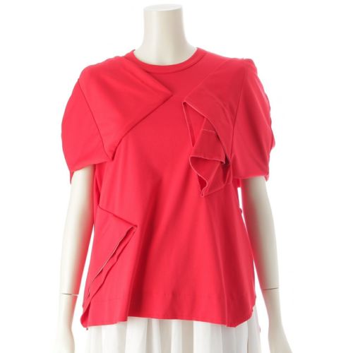 コムデギャルソン AD2023 23AW アシンメトリー 変型 再構築 ツギハギ カットソー トップス GL-T004 レッド XS