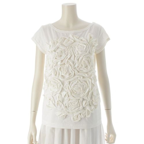 ローブドシャンブルコムデギャルソン AD1997 98SS コットン 立体 薔薇 カットソー トップス RT100350 ホワイト ‐